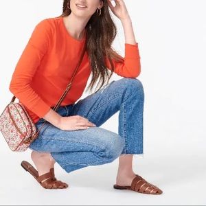 JCrew NWT Vintage Cotton Orange Long Sleeve Tee 100% Cotton Lightweight Fall S
